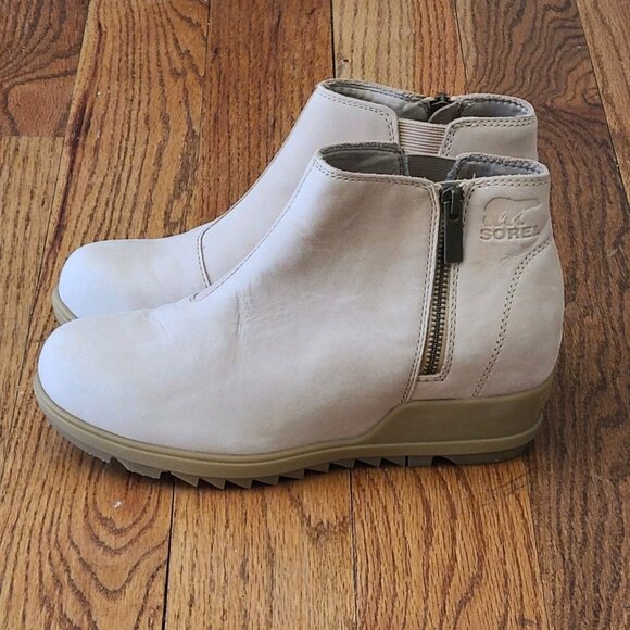 NEW SOREL Evie II Zip Winter Boots 7 Women Leather Waterproof Ankle Wedge Bootie - Picture 7 of 16